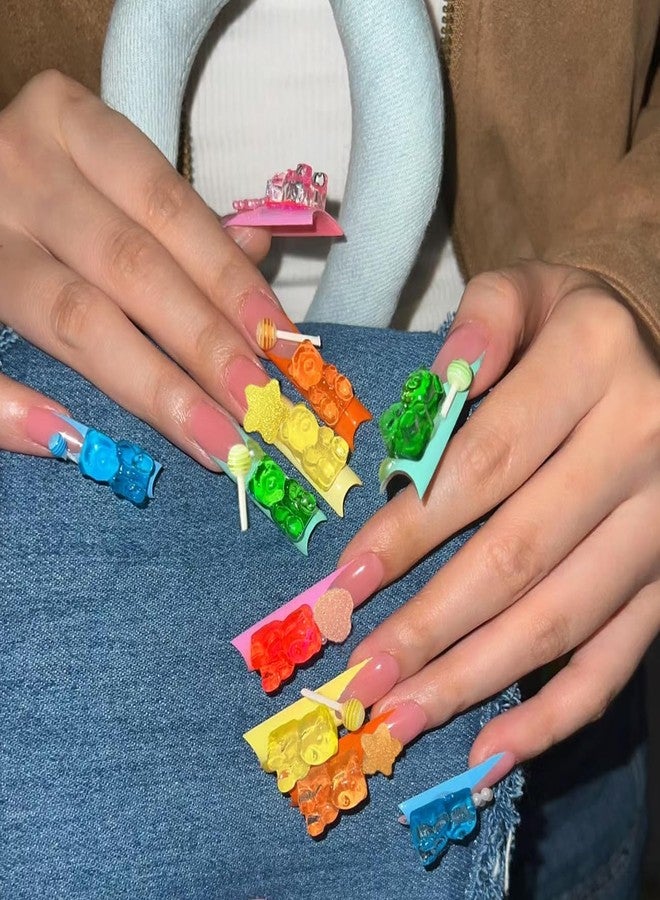 MAJOR DIJIT 3D Mix Assorted Color Nail Charms Acrylic Multi Cute Nail Art Charms Hollow Candy Jewelry Nail Supplies for Nail Art Design DIY Crafts Accessories (Nail Rainbow) - Image 2
